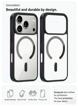 جراب MagSafe شفاف/أسود لهاتف Apple iPhone 17 Pro Max - مغناطيس قوي عالي الجودة، متوافق مع الشحن اللاسلكي، حماية ShockPro Max، غطاء مغناطيسي فائق النحافة مضاد للخدش لهاتف Apple iPhone 17 Pro Max - view 2